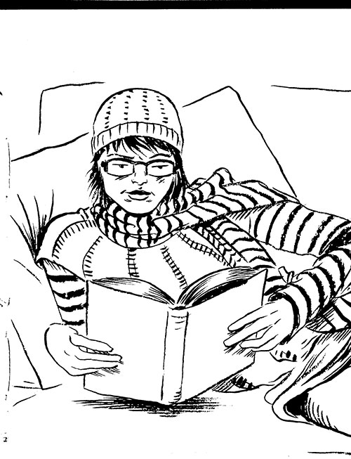 033-girl-book-scarf by Tom Kaczynski